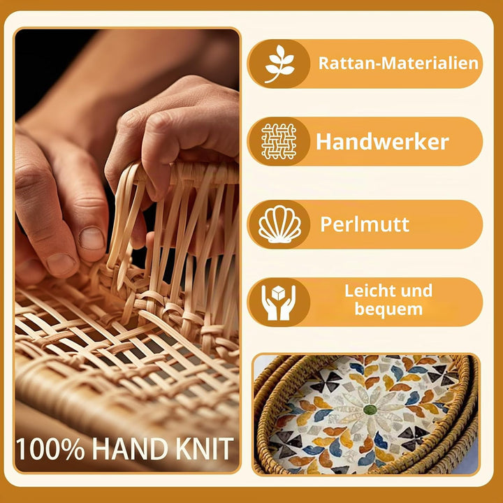 Joyeee Ovale Rattan-Tablett-Schalen, 2 Stück, Rattan-Aufbewahrungsschalen, dekorativer Weidenkorb zu