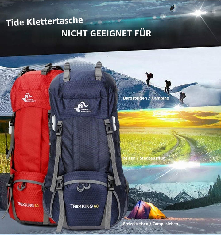 Bseash 60L Wasserdichter leichter Wanderrucksack mit Regenschutz, Outdoor Sport Tagesrucksack Multif