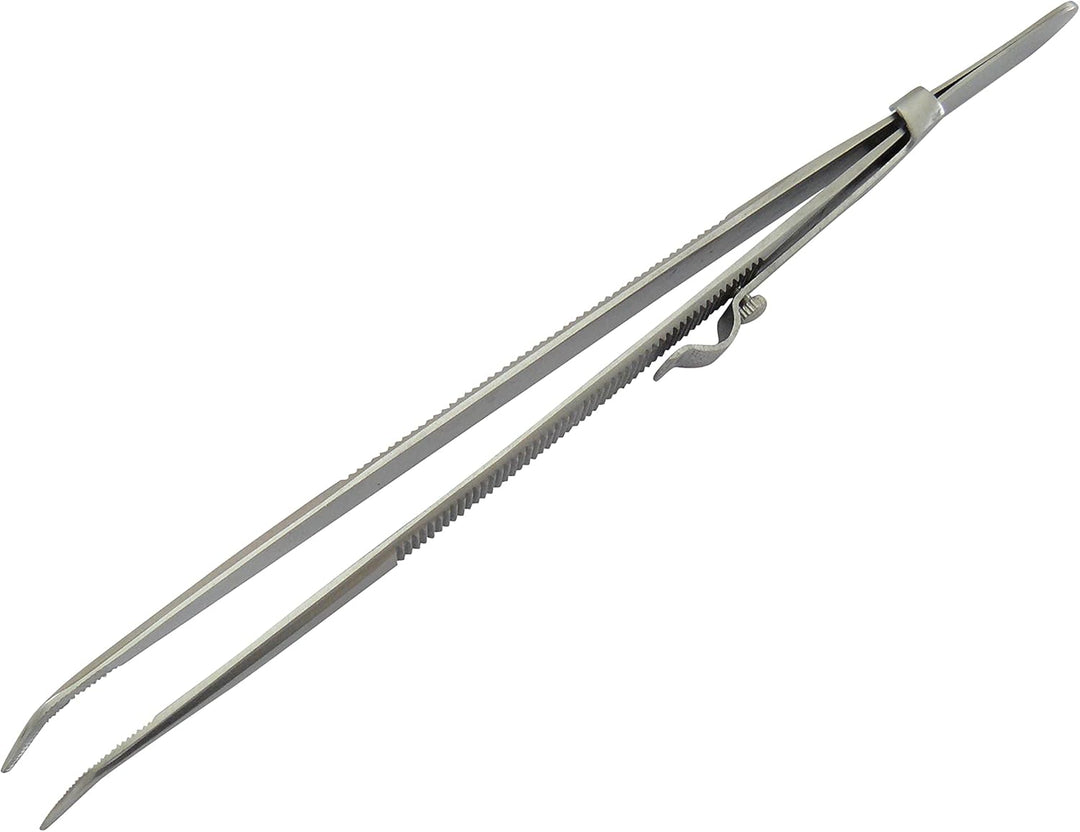 Lötpinzette - Klemmpinzette - mit Schloss Technische Pinzette, abgewinkelte Spitze, Länge 16 cm,