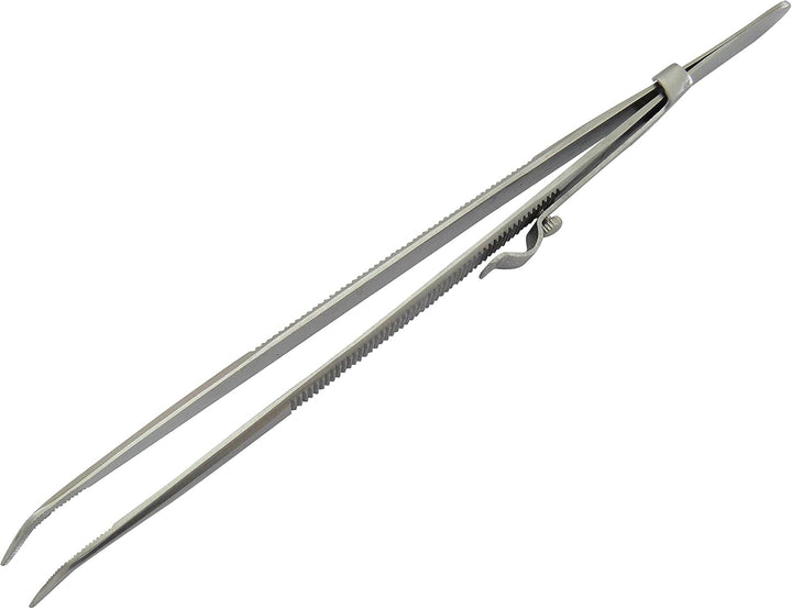 Lötpinzette - Klemmpinzette - mit Schloss Technische Pinzette, abgewinkelte Spitze, Länge 16 cm,