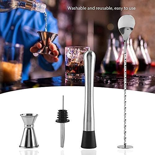 4Pcs Cocktail Stössel Aus Edelstahl Mit Stössel Rührlöffel, Edelstahl Cocktail Muddler Stampfer Moji