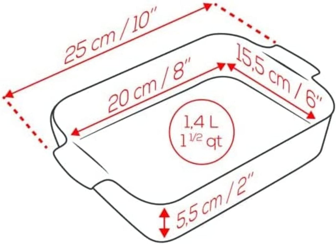 PEUGEOT - Rechteckige Auflaufform aus Keramik - 25 cm x 16,8 cm x 6,2 cm - Fassungsvermögen: 1,4 L -