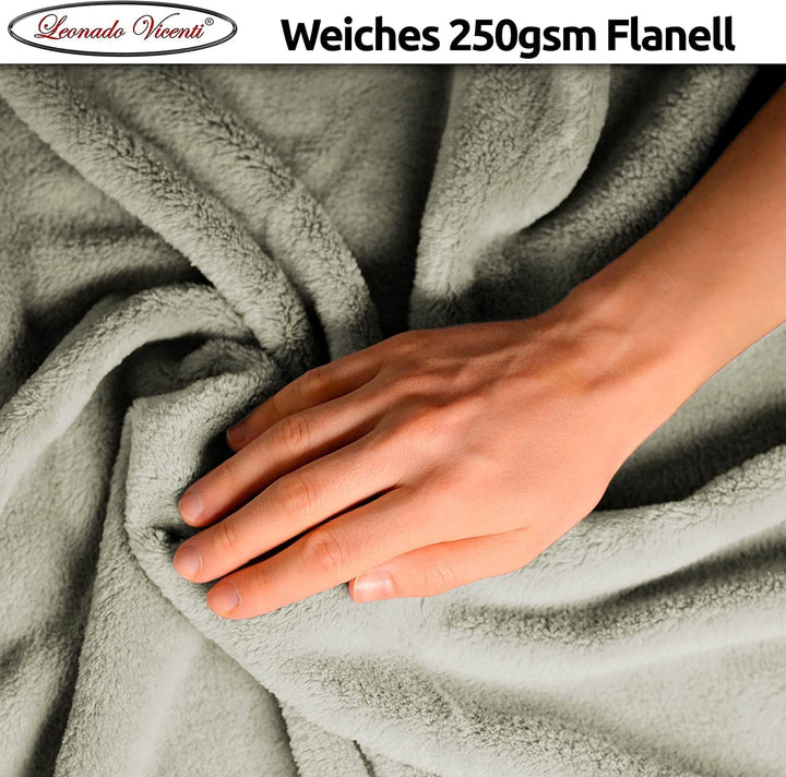 Leonado Vicenti 2er Set Flauschige Kuscheldecke 150x200 cm Fleecedecke Wohnzimmerdecke Sofadecke Tag