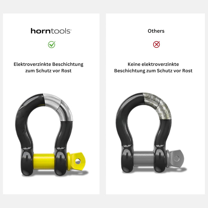 horntools Bogenschäkel Schäkel G209 6.5T, E-Galvanisiert 7/8" (22mm), Schäkel Set, Offroad Zubehör,