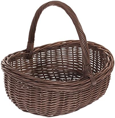 Einkaufskorb Weide Geflochtener Korb mit Henkel Aufbewahrungskorb Leicht Picknickkorb Geschenkkorb L