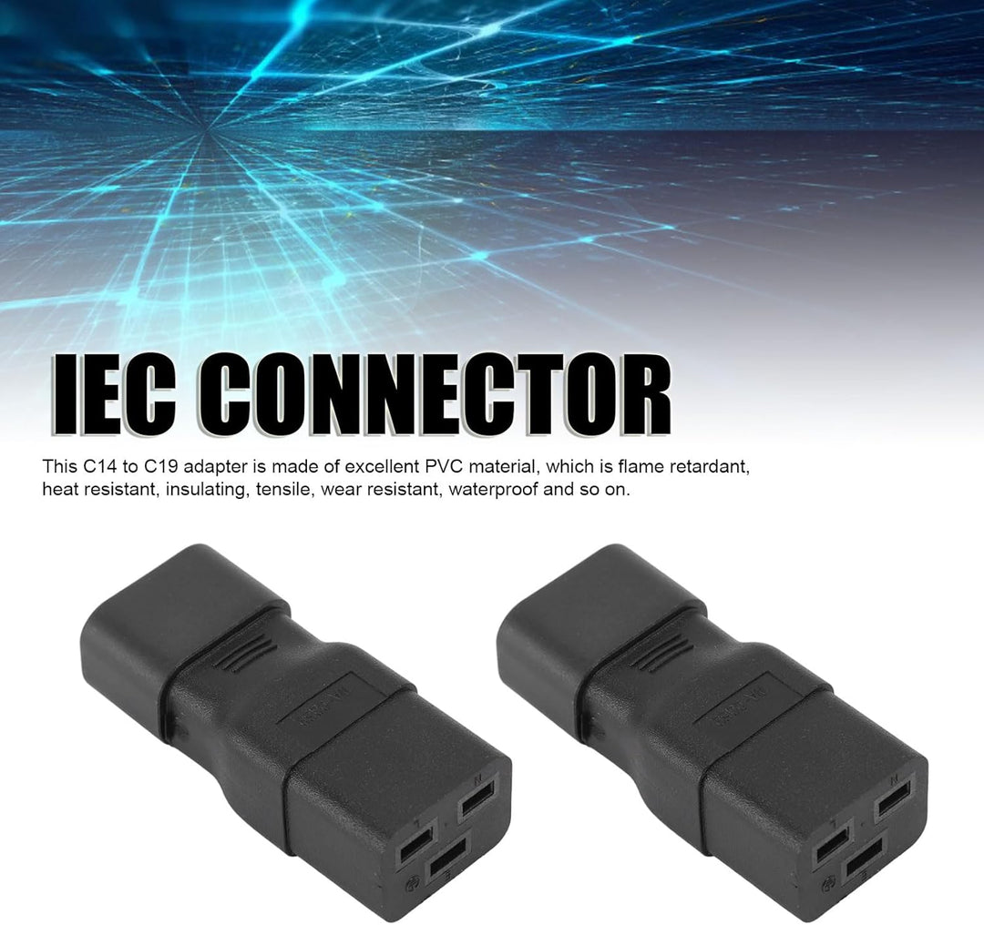 IEC320 C14 Bis IEC320 C19 Power Adapter, IEC Male -to Female Adapter Server PDU Conversion Plug -ups