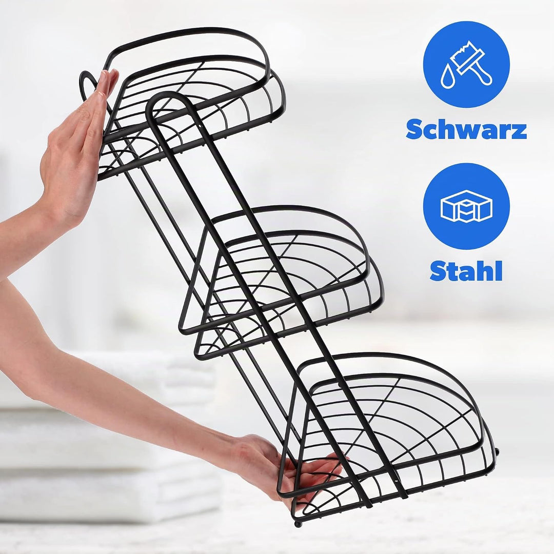 KADAX Eckablage, Wandeckregal aus pulverbeschitetes Stahl, Badezimmer Eckregal, Duschkorb, Duschabla