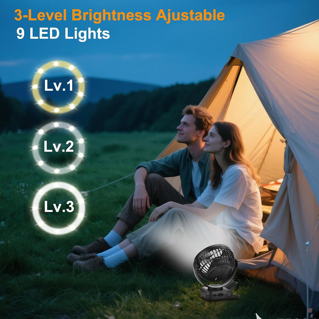 6 Zoll 12000 mAh Fernbedienung Clip-On-Ventilator, LED-Nachtlicht, 3 Geschwindigkeiten, tragbarer pe