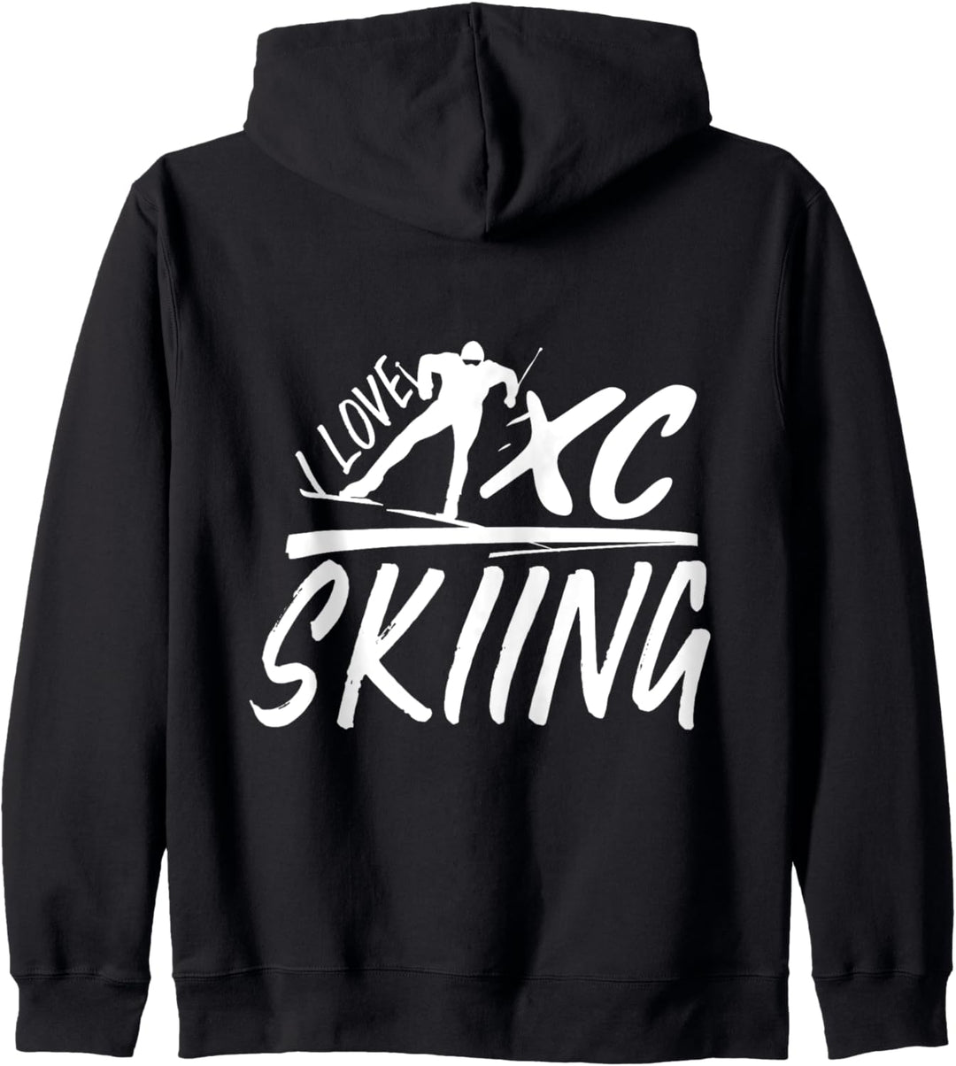 I love XC Ski Langlauf Skilaufbahn Kapuzenjacke