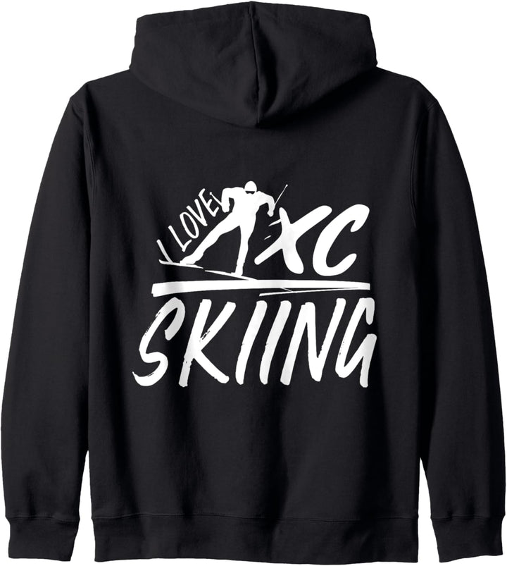 I love XC Ski Langlauf Skilaufbahn Kapuzenjacke