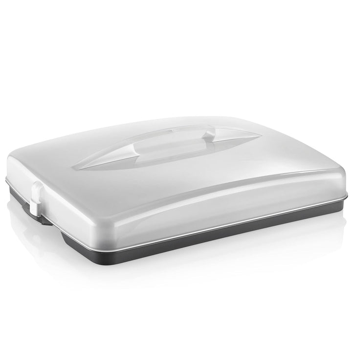 Grizzly Blechkuchen-Transportbox mit Klick-Verschluss, 50 x 38 x 11,5 cm, Kuchen-Transportbox rechte