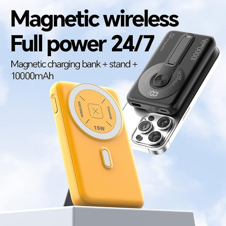 KONFULON Powerbank für Magsafe 10000mAh, 15W Qi Wireless & 22.5W USB-C Fast Charging, Ultra-Kompakt