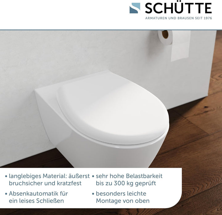 WC-Sitz mit Absenkautomatik TÜV-geprüft | Abnehmbarer Klodeckel aus bruchsicherem Material Wrap-Over