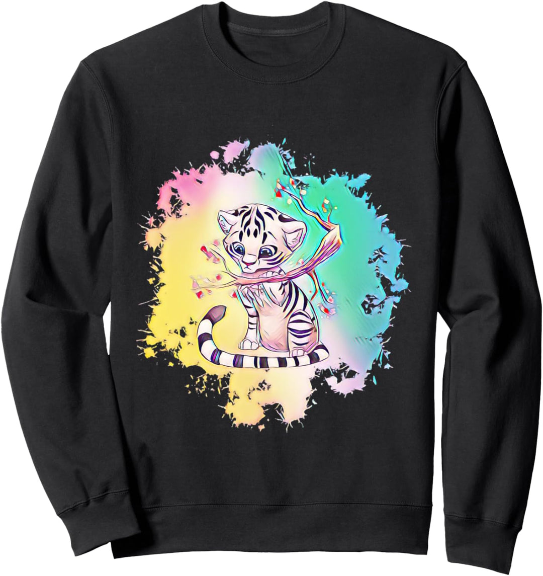 Tigerbaby Motiv Raubkatzen Katzen Dschungel Jungtier Tiger Sweatshirt
