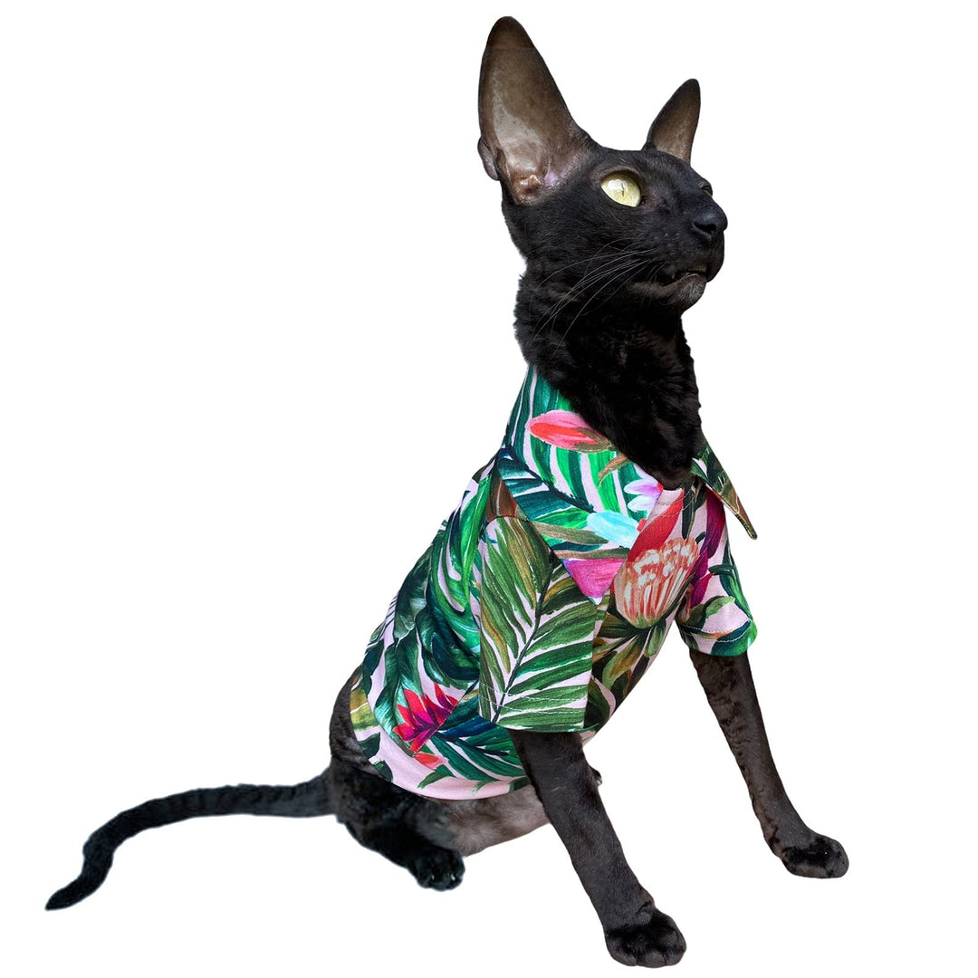 Hawaiian T-Shirt fьr Sphynx und nackte Katzen, Grцяe M Medium Hawaiian Green, Medium Hawaiian Green