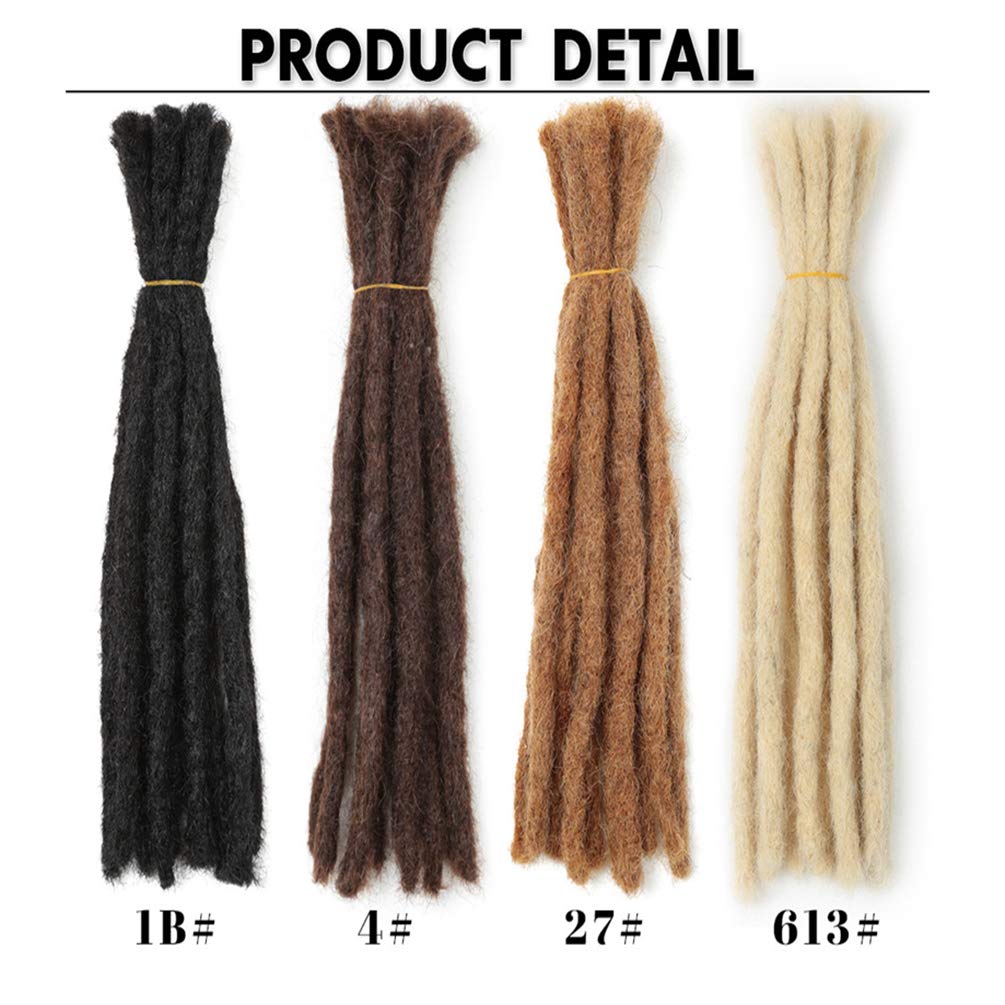 Coolbers 100% Human Hair Dreadlocks Extensions 10 Strands, 12 Inch Handmade Dread Loc Crochet Braids
