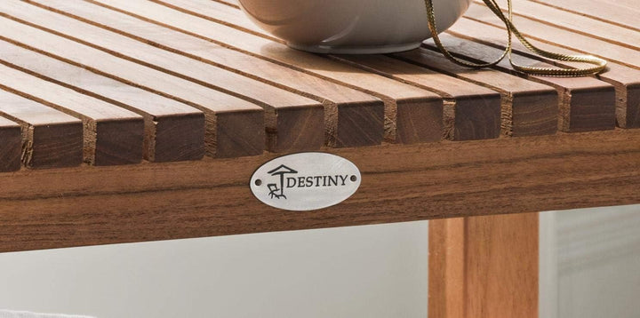 Destiny SPA & Living Badezimmer Hocker/Tisch Regal geriffelt Teakholz mit Boden 61 x 35 x 44 cm