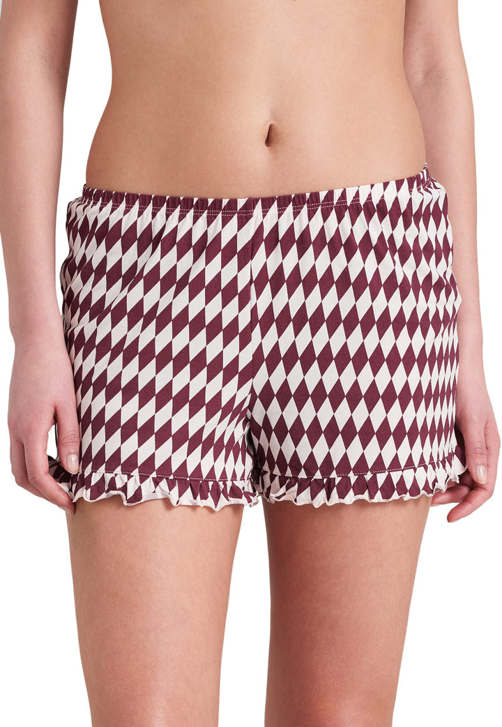 Schiesser Damen Kurze Schlafhose Pyjamaunterteil, Burgund