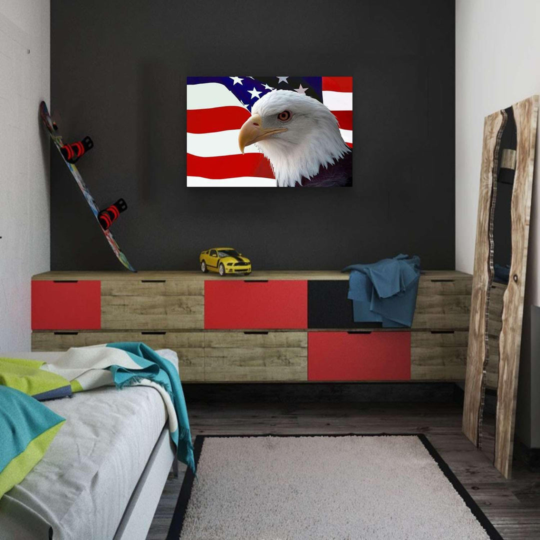 Startonight Bilder Amerikanischer Adler auf der Flagge, Leinwandbilder Moderne Kunst, Tiere Wanddeko