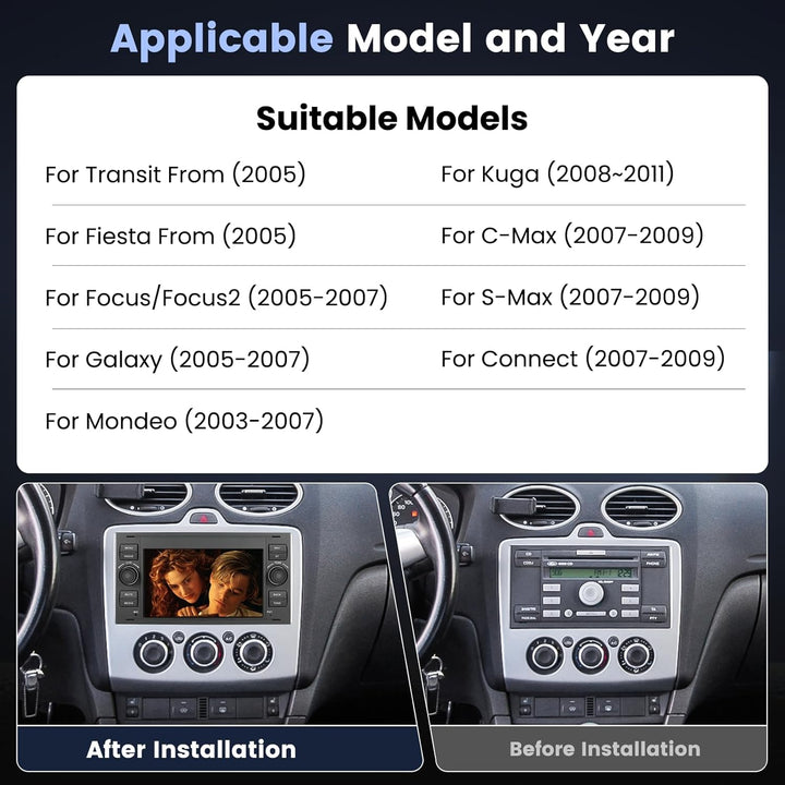 [8Cores 4G+64G] Hikity Autoradio Android 13 Für Ford Transit Focus Fiesta Mondeo S-Max 7'' Display R