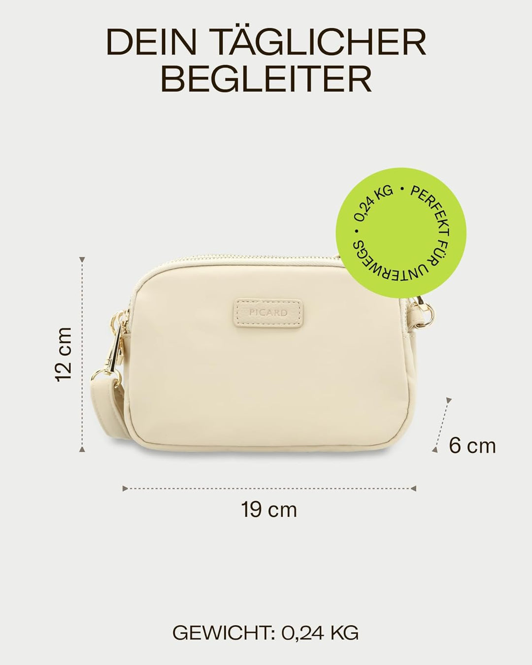 Picard Damen Schultertasche PINA aus Nylon Klein | mit Reissverschluss | Schultertasche | Alltag, Au