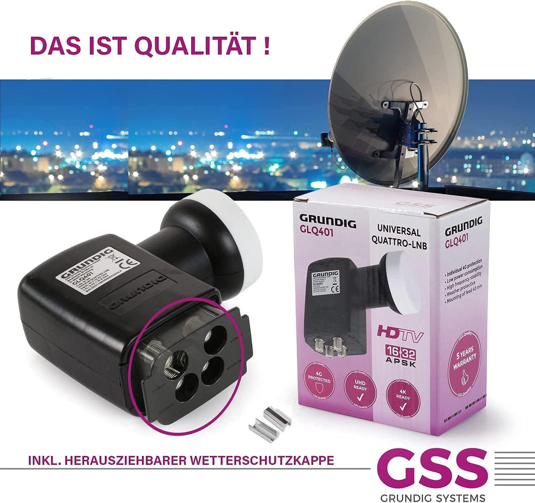 [Test SEHR GUT *] GSS Quattro LNB für Multischalter, Multiswitch geeignet - mit LTE Filter - Sat, Sa