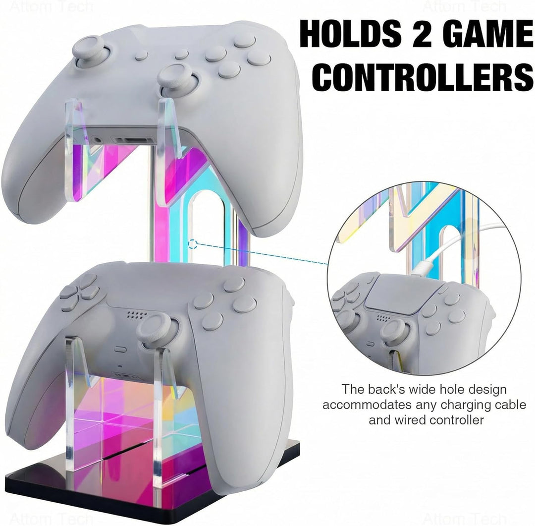 NiHome Irideszierender Acryl-2-Tier Universal Game Controller Headset Halter für PS5 Xbox ONE Switch