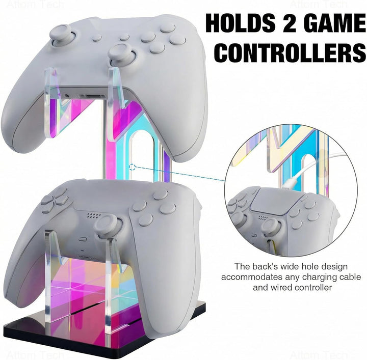 NiHome Irideszierender Acryl-2-Tier Universal Game Controller Headset Halter für PS5 Xbox ONE Switch
