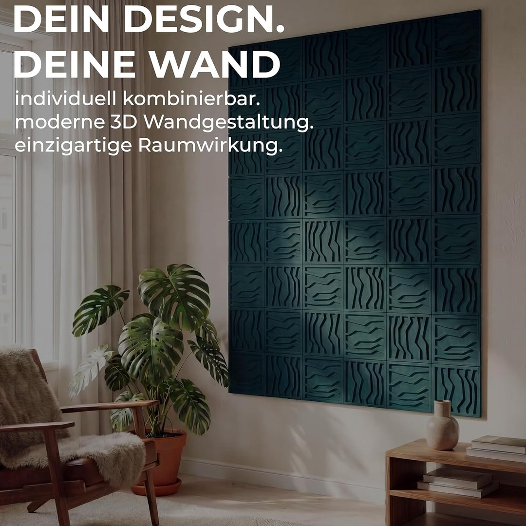 NIC’BRUX® Akustikpaneele 2er Set 40x40 cm – Modernes Akustikbild Wanddesign aus PET-Filz | Schallabs