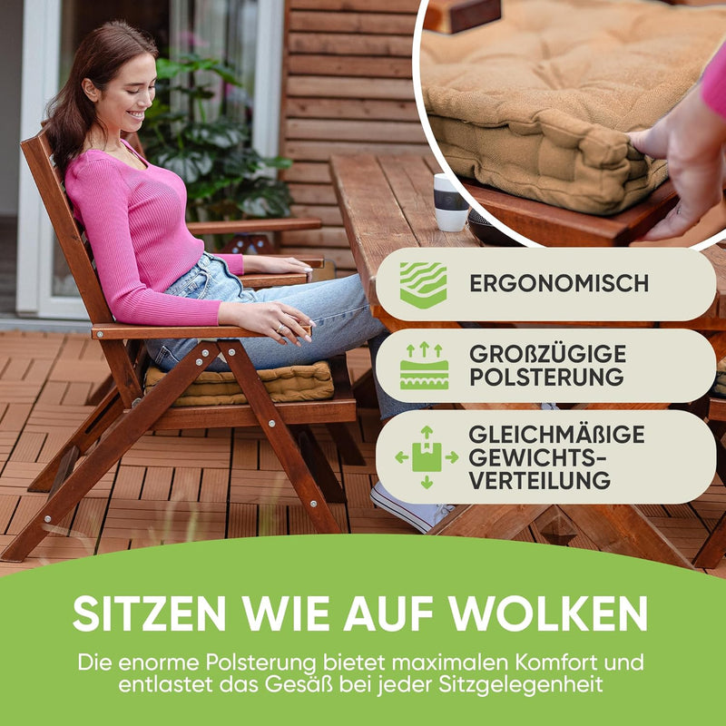 Gräfenstayn® 4er-Set Sitzkissen Stuhlkissen 40x40x8cm für Indoor und Outdoor aus 100% Baumwolle Dick