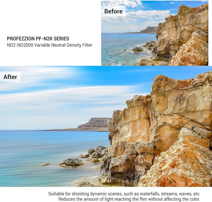 PROfezzion Variable ND Filter 77mm ND2-ND2000 Graufilter für Canon RF 14-35mm f4 L is USM, Nikon Z 2