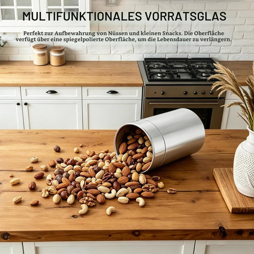 Kaffeebohnenbehälter,Vorratsdose 400 Ml Edelstahl Dose ， Portable Sealed Tea Leaf Storage Jar Canist