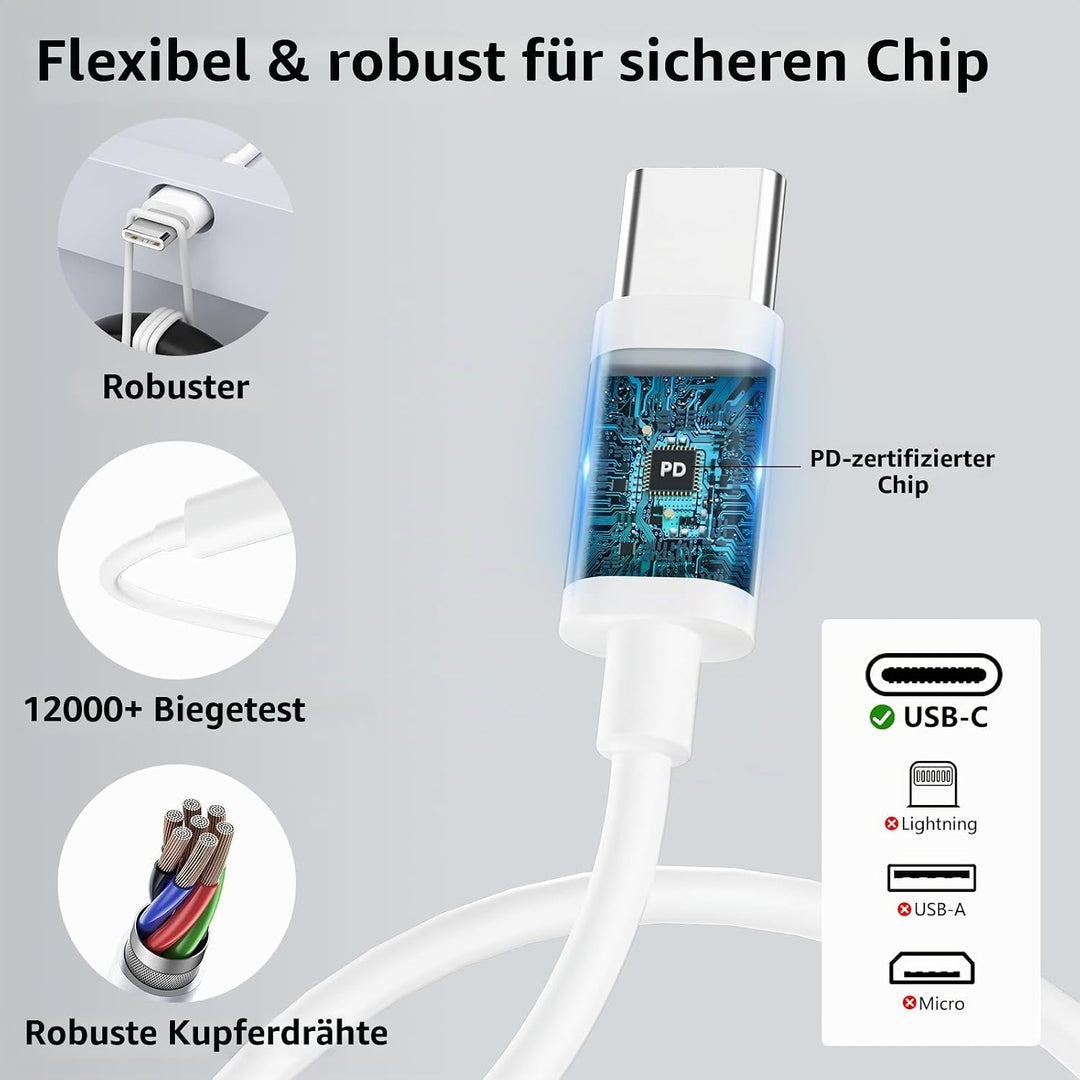 USB-C-ladegerät, für iPhone 16/15 Serie, for iPhone Schnellladegerät, PD20W, ladegerät-Typ-C, 2er Pa