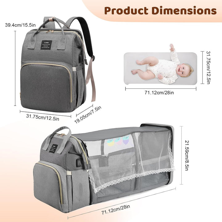 Wickelrucksack für Babys, 35L grosse Kapazität, Mutterschaftstasche, Reisetasche mit tragbarem Babyb