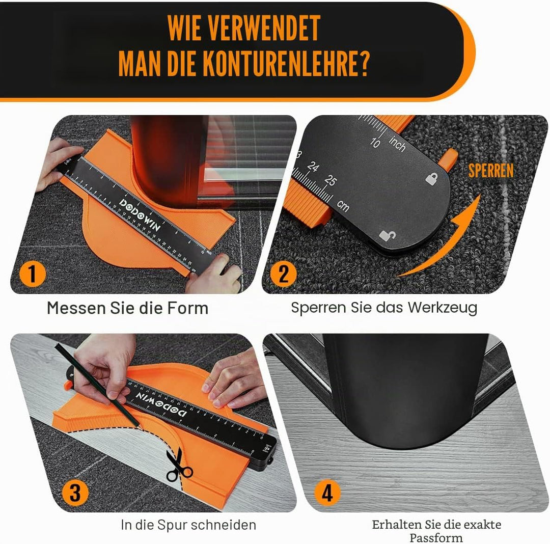 DODOWIN Konturenlehre Gross 2pcs, Konturenlehre Mit Feststeller, Laminat Schablone, Weihnachtsgesche