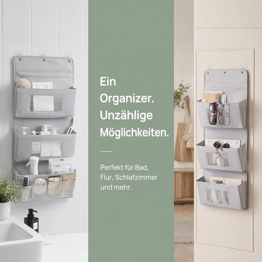 ZYNERY Hängeorganizer, 3 Fächer, Oxford-Stoff, Tür Organizer, ohne Bohren