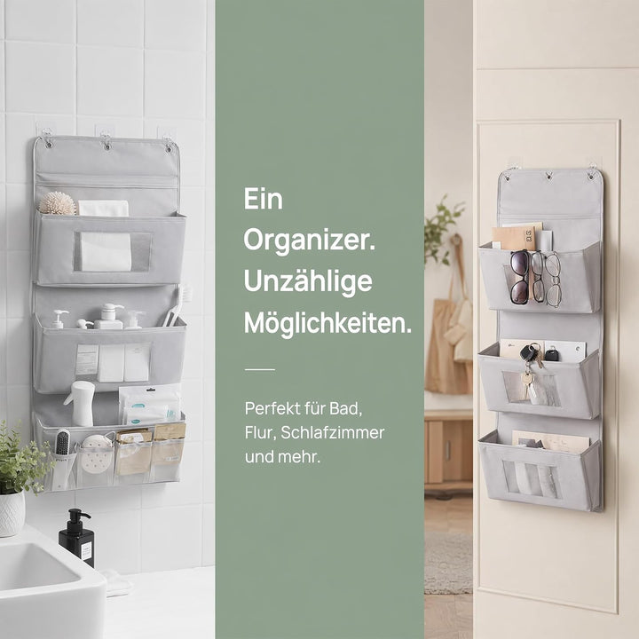 ZYNERY Hängeorganizer, 3 Fächer, Oxford-Stoff, Tür Organizer, ohne Bohren
