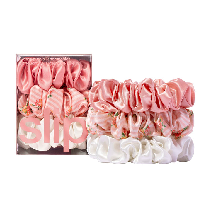 Slip Silk 100% Maulbeerseide Haargummi Set - Schonende Zopfgummis gegen Haarbruch, 3 Scrunchies - Ro