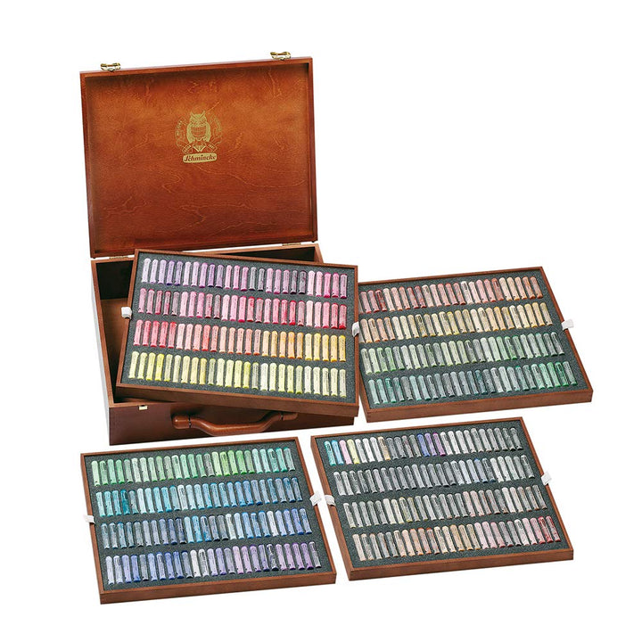 Schmincke – Pastell, Premium-Set mit Aquarellfarben, Holzkasten mit Pastellstiften, handgefertigte P