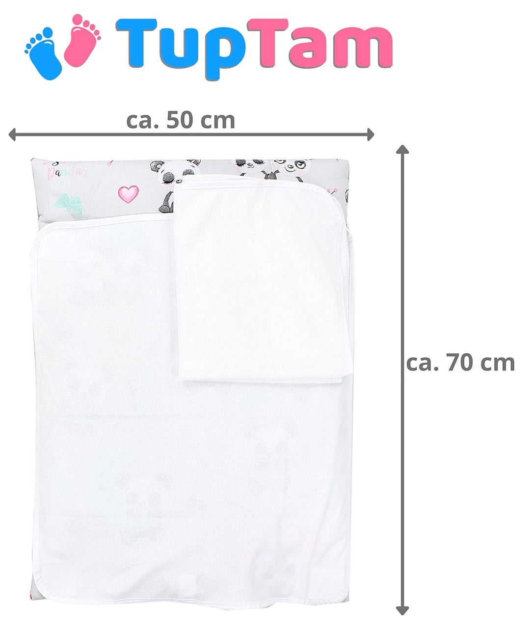 TupTam Baby Wickelauflage inkl. 2 Frotteebezüge ANK019, Farbe: Pandas mit Regenschirm, Grösse: 75 x