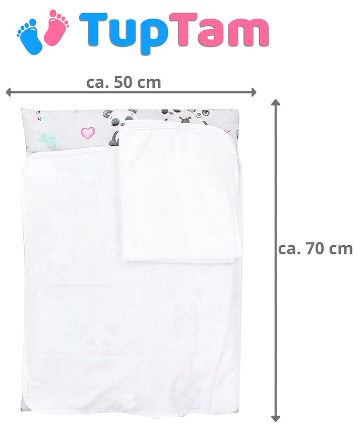TupTam Baby Wickelauflage inkl. 2 Frotteebezüge ANK019, Farbe: Pandas mit Regenschirm, Grösse: 75 x
