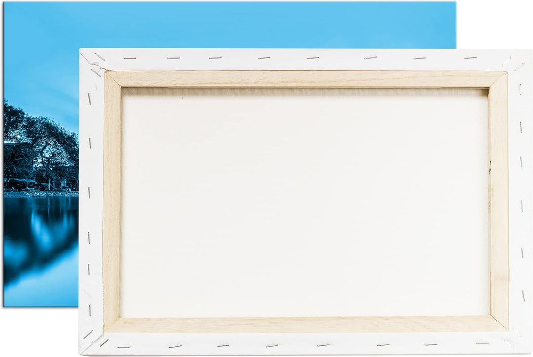 deyoli Vietnam Tempel in Pagoda Format: 80x60 Effekt: Monocrome Blau als Leinwand, Motiv fertig gera