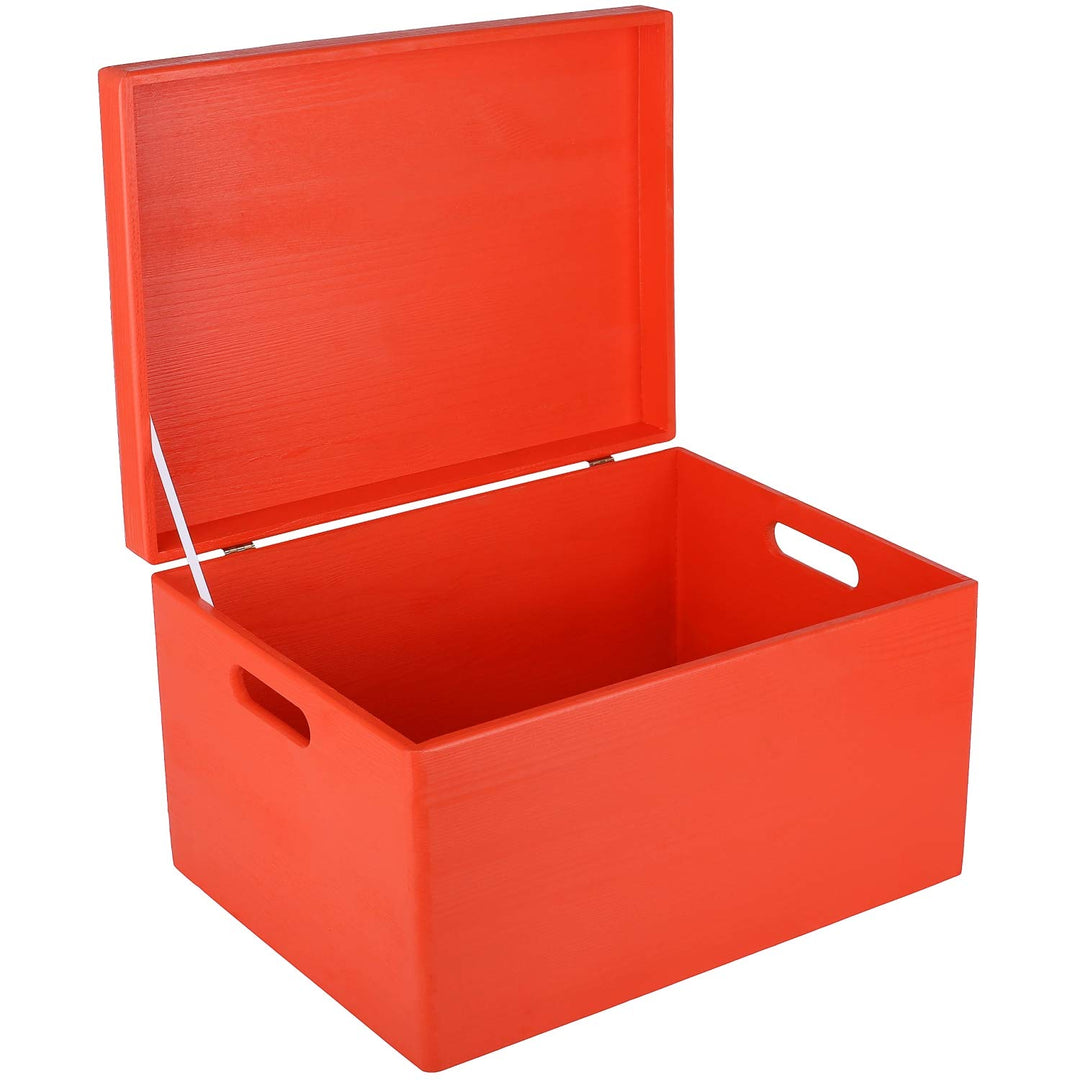 Creative Deco XXL Rot Grosse Holzkiste mit Deckel | 40x30x24 cm (+/-1cm) | Holztruhe Erinnerungsbox