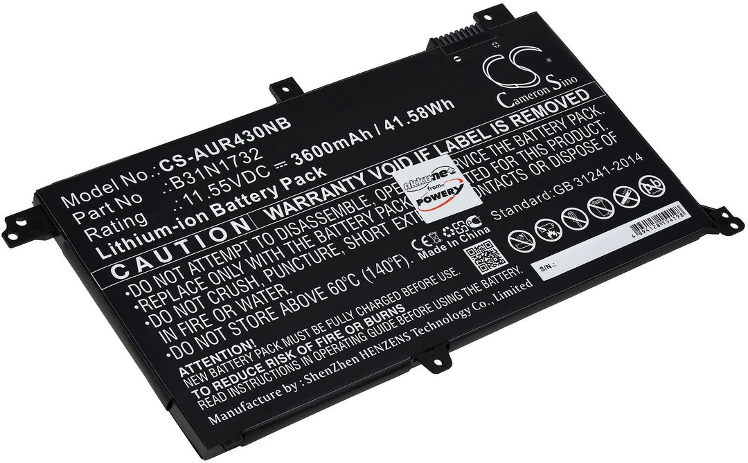 Akku für Laptop Asus V430FA, 11,55V, Li-Ion