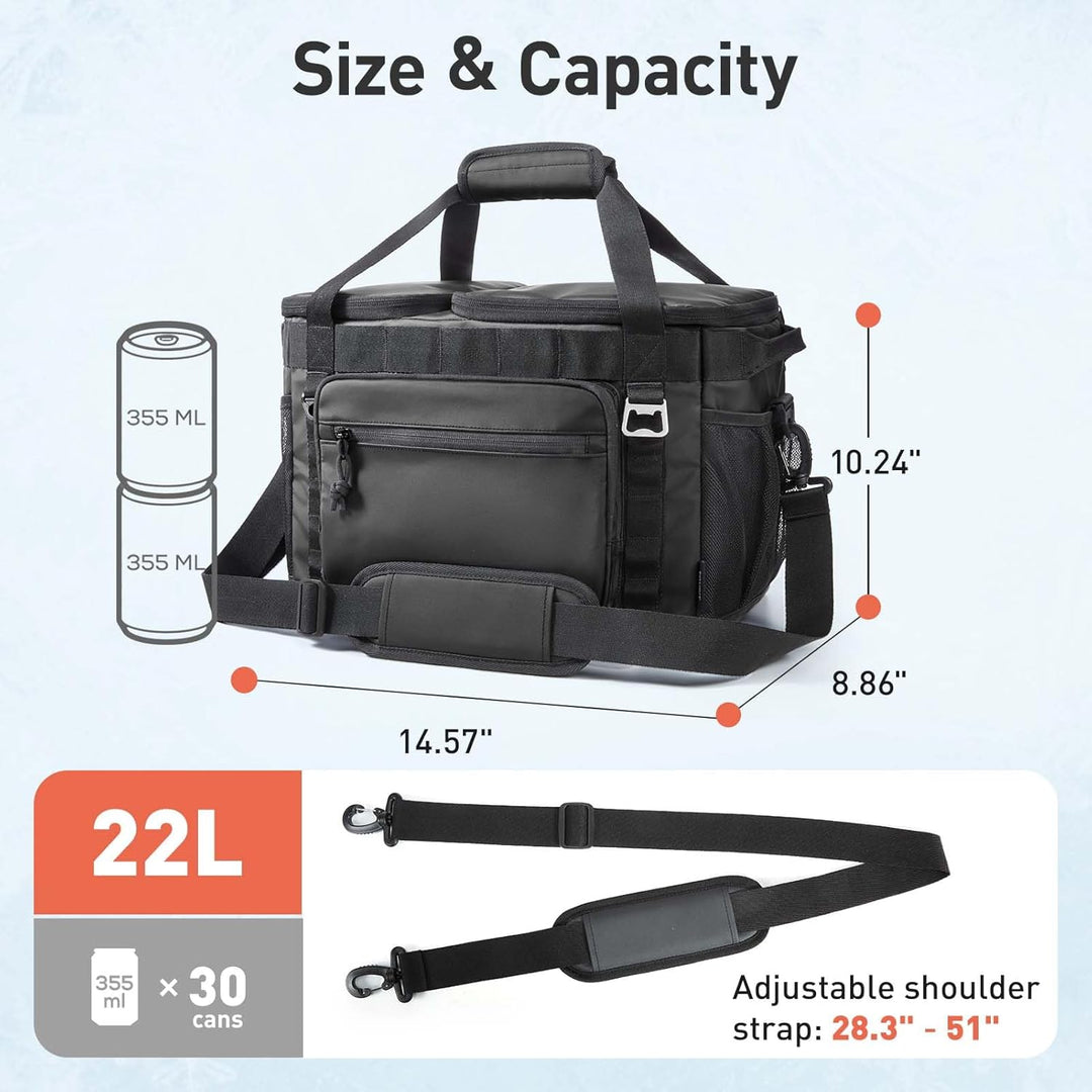 TOURIT Kühltasche Grosse 21L 30 Dosen Faltbar Picknicktasche für Essen Getränke Isolierter weicher K