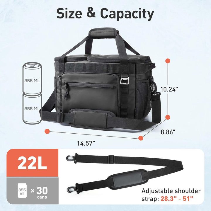 TOURIT Kühltasche Grosse 21L 30 Dosen Faltbar Picknicktasche für Essen Getränke Isolierter weicher K
