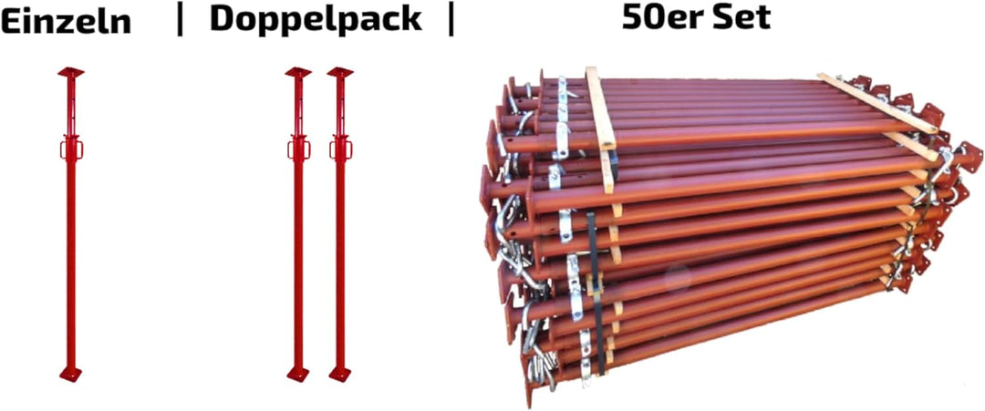 GBM Baustütze 1,1m bis 1,8m | Universalstütze 6kg | Montagestütze mit unverlierbarem Sicherheitshake