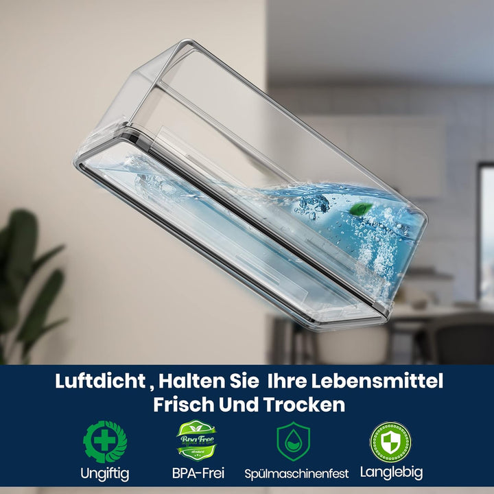 3.2L Vorratsdosen mit Deckel Luftdicht 4er Set mit Kreidemarker und Etiketten, BPA Frei Plastik Aufb