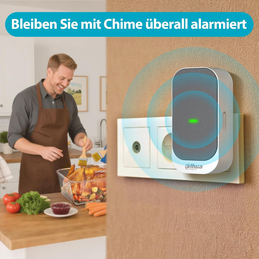 Dahua Video-Türklingel Mit Chime - 2K WLAN Türklingel mit Kamera | 4MP, 120° Weitwinkel, KI-Erkennun