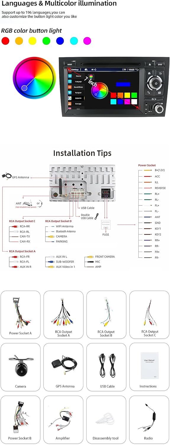 JOYX Android 10 Doppel Din Autoradio Passt für Audi A4 2003-2011 GPS Navigation | Rückfahrkamera Can